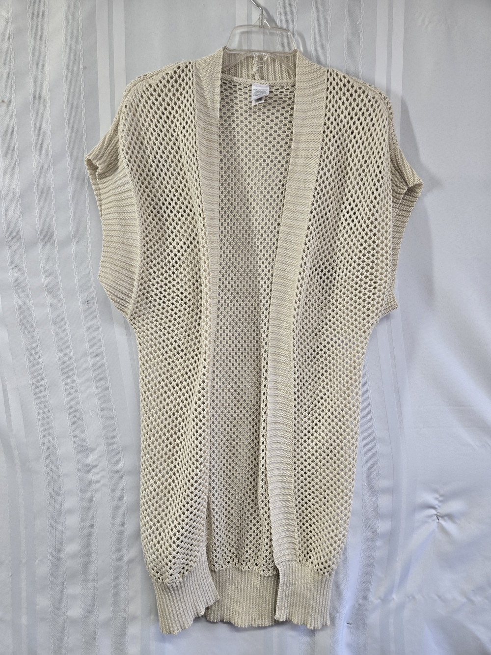 Open-Knit Cream Sleeveless Cardigan Sweater SIZE SM/MD